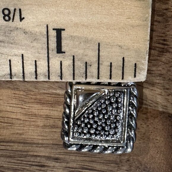 VTG Earrings 925 Sterling Silver ART DECO Square 0.75" Gold Plated Clip-On 14.7g - Picture 8 of 8